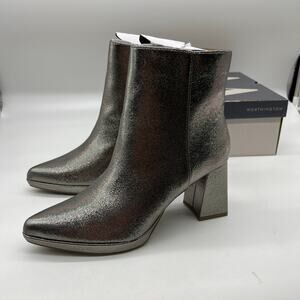 Worthington Womens Bannow Flared Heel Booties Pewter Color Size 8